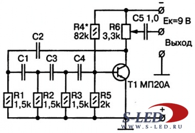 Схема простого RC-генератора