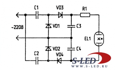 Схема долгой работы лампы дневного света