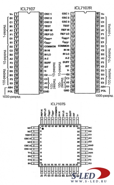 Микросхема АЦП ICL7107, ICL7107R, ICL7107S