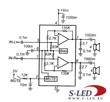 Стереофонический УМЗЧ LM4755