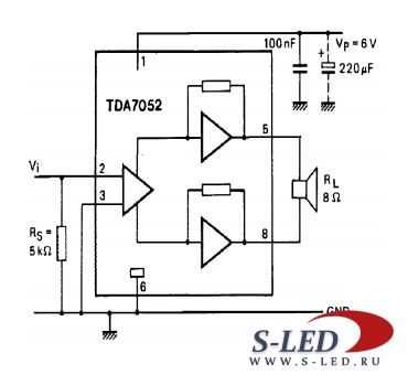 Микросхема УМЗЧ TDA7052