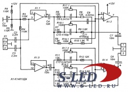 Схема двух аудимодулей на К1401УД4