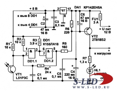 Схема фотореле на микросхеме К155ЛА18