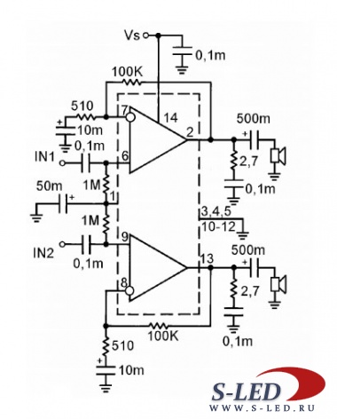 Микросхема УМЗЧ LM1877M, LM1877N