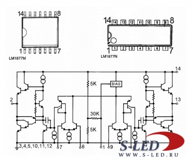 Микросхема УМЗЧ LM1877M, LM1877N