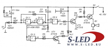 Схема устройства управления звуковой сиреной