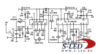 Схема приемного тракта 27 МГц с преобразование частоты