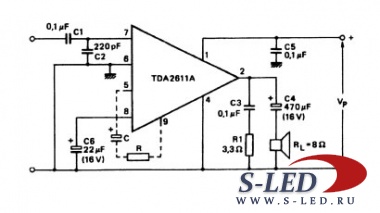 Микросхема УМЗЧ TDA2611A