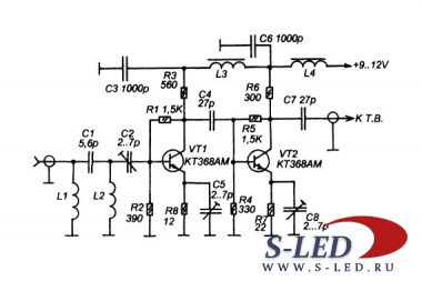 Схема усилителя ТВ антенны