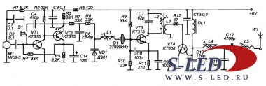 Схема транзисторного передатчика СВ-радиостанции