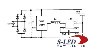Схема источника питания из электронного балласта