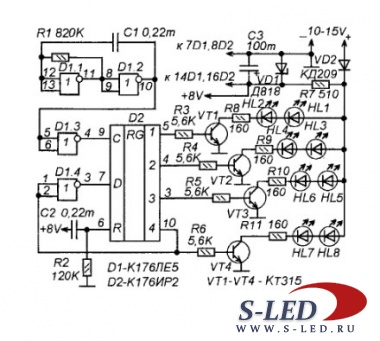 Схема светодиодной линии
