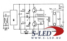 Схема источника питания флуоресцентных ламп