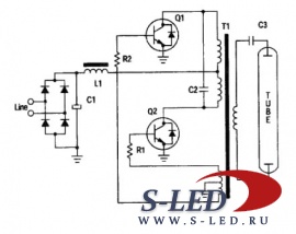 Схема источника питания флуоресцентных ламп
