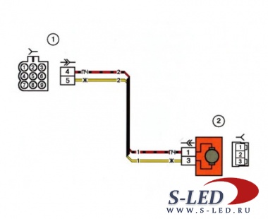 Схема электрических соединений жгута проводов дополнительного заднего правого автомобиля Лада Приора