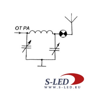 Лампа накаливания и светодиод в цепи антенны