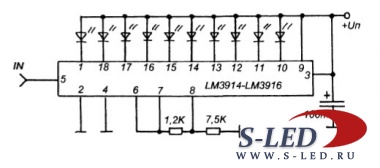 Микросхема LM3914, LM3915, LM3916