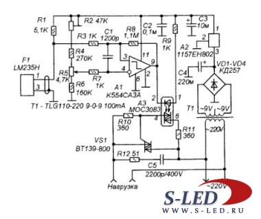 Схема терморегулятора на LM235H
