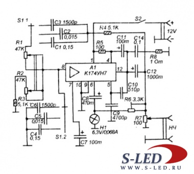Схема применения микросхемы ИМС К174УН7
