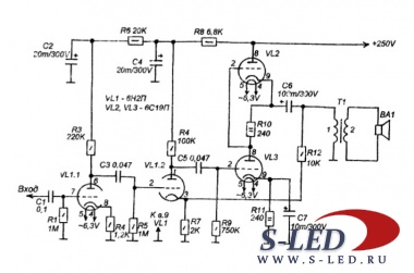 Схема усилителя на триодах