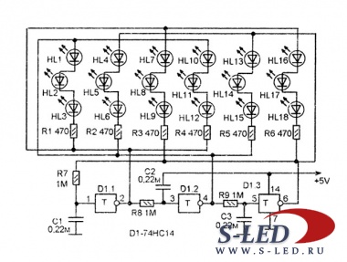 Схема светодиодной стрелки