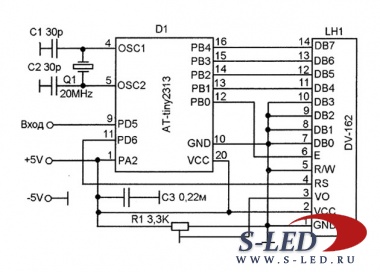 Схема частотомера на ATtiny2313