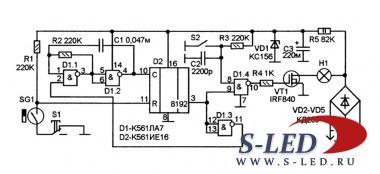 Схема выключателя света по таймеру